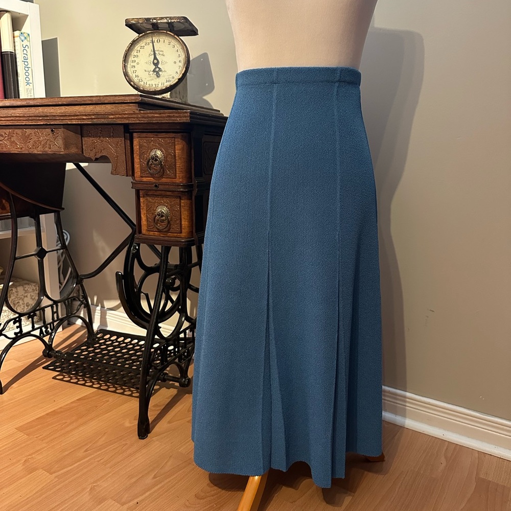 Vintage 70’s Blue Pleated Midi Skirt